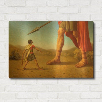 'David And Goliath' By Dan Craig Gold Metal Wall Art, 36" x 24"
