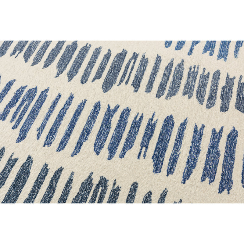 Tapis ivoire / bleu en laine touffeté à la main Trapp, Rectangle 7 pi 9 po x 9 pi 9 po