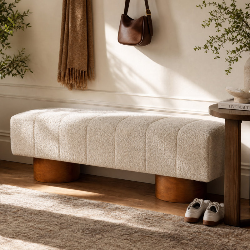 Banc de salle à manger rembourré Scarlett, Beige Boucle