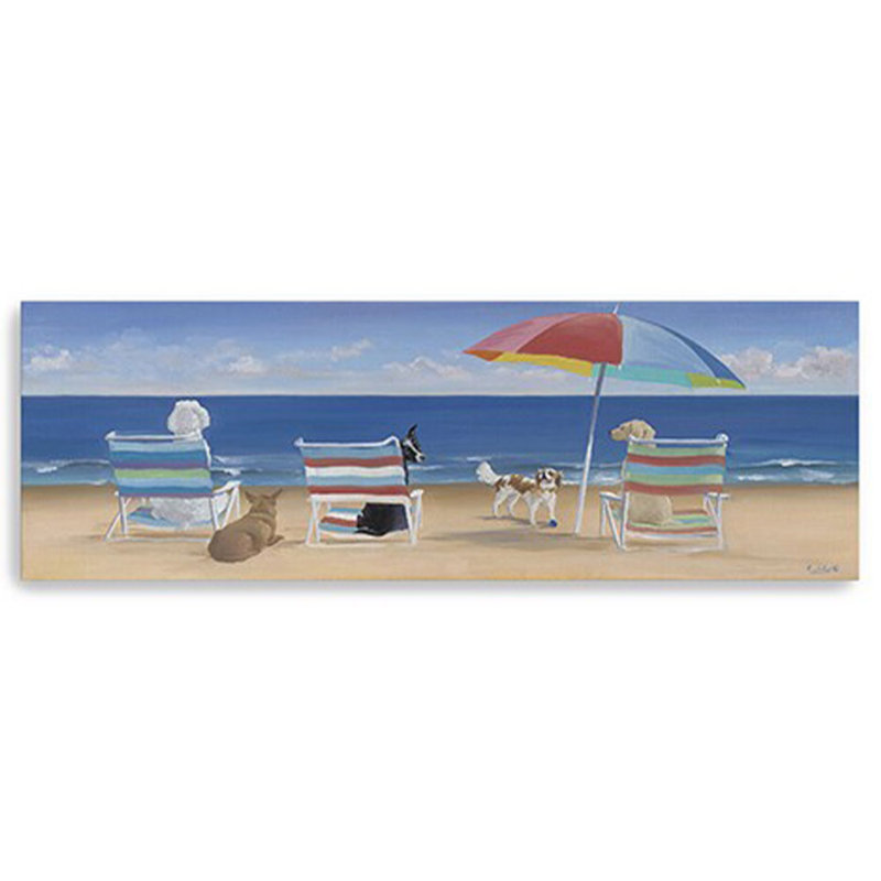 Impression sur toile 60 "X 20" Dogs Perfect Beach Day