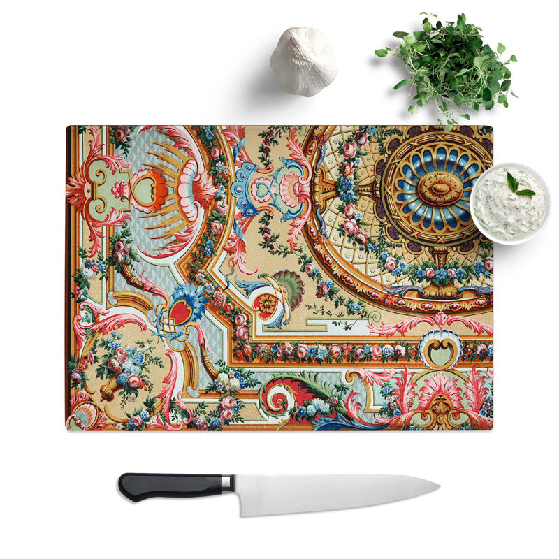Tempered Glass Romantic 18th Century Pattern by Albert Racinet Chopping Board, 28.5 cm W x 20 cm L