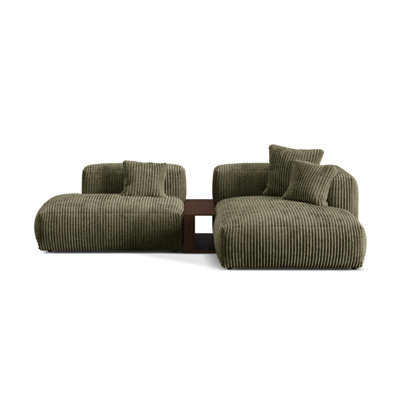 Betsayda 2 Seater Corduroy Corner Sofa , Moss Green