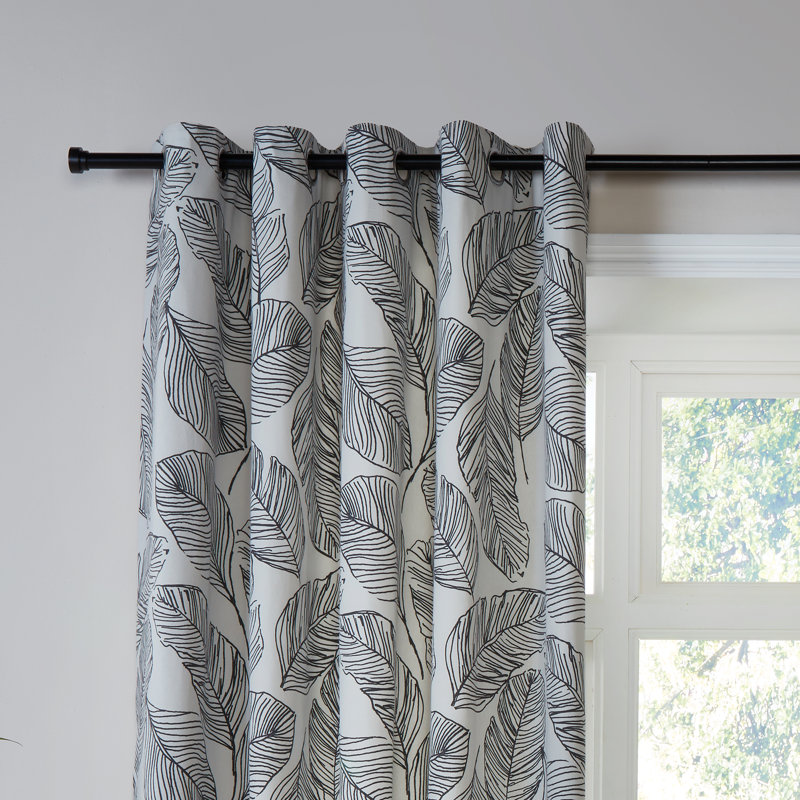 Matteo Cotton Semi Sheer Curtain Pair, Width 168 x Drop 183 cm, Black
