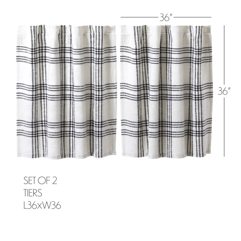 Cohens Cotton Plaid Tailored Cafe Curtain, 72" W x 36" H
