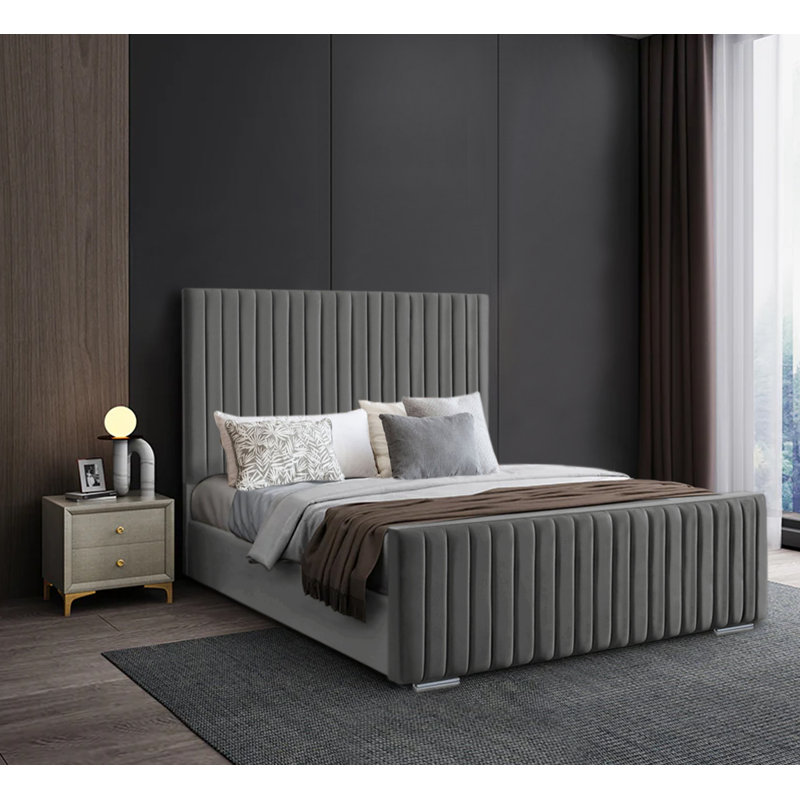 Angelamaria Upholstered Bed, Asphalt, Double (4'6)