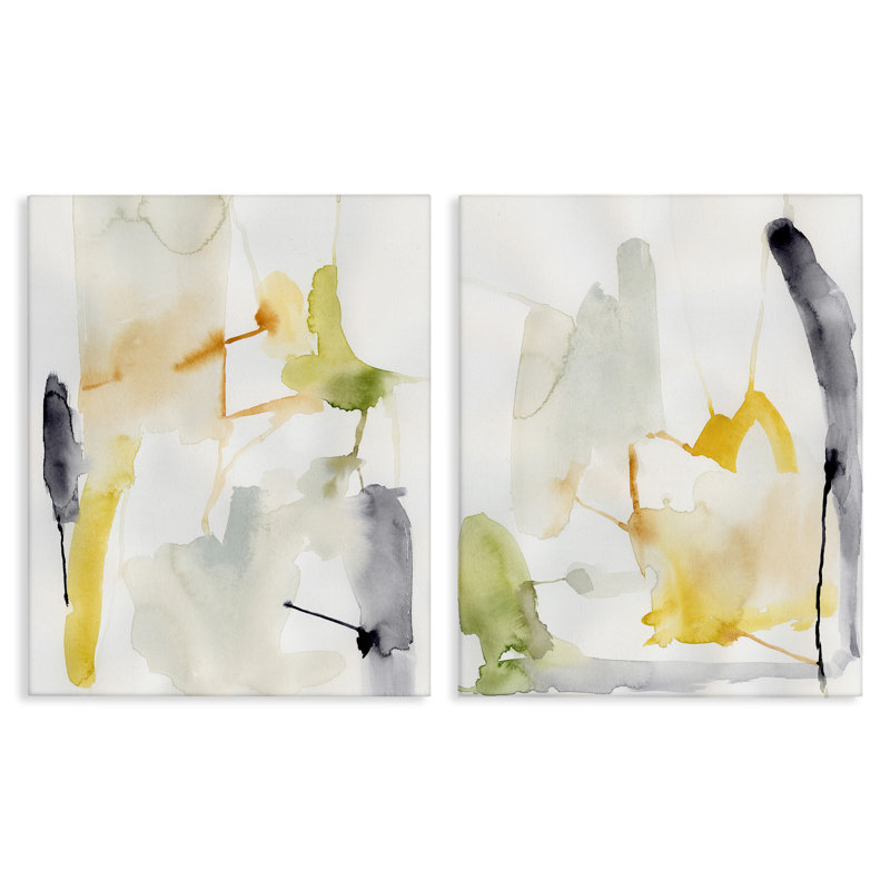  "Watercolor Paint Drips", ensemble de 2 toiles murales par Victoria Barnes, H 20 po x l 16 po