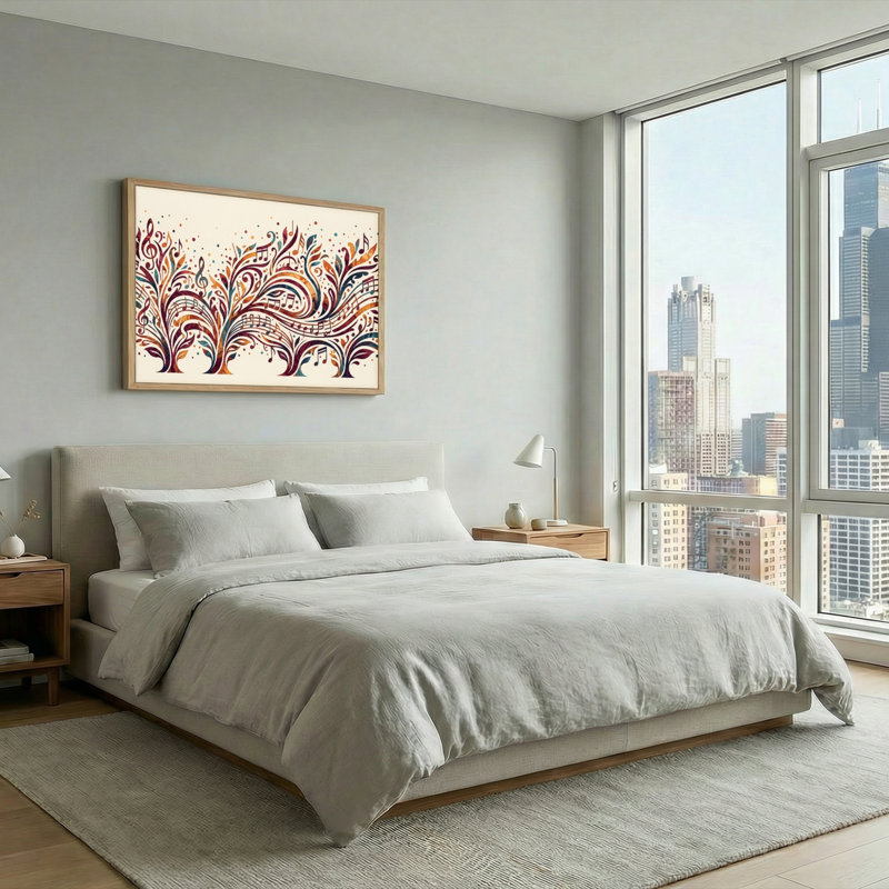 Ensemble de 1 toile murale « Floraison musicale », 36"H x 48"W, Natural