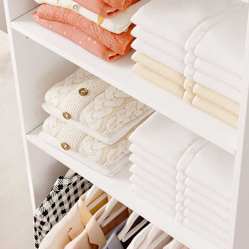Système de rangement pour garde-robe 79 po, armoire avec compartiments de rangement et zone de suspension 79 po, Blanc