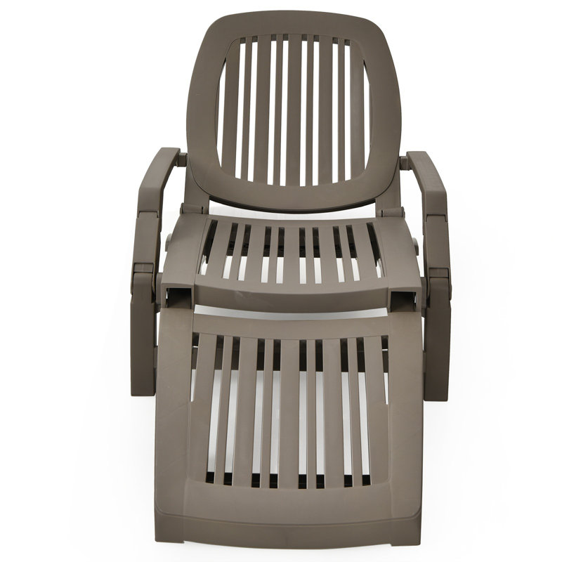 Mistry Outdoor Patio Adjustable Sun Lounger with Wheels, Coffee