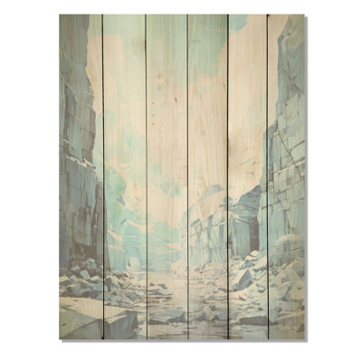 Paysage de glaciers d'hiver au Canada I - Art mural en bois de glacier sur bois de pin naturel