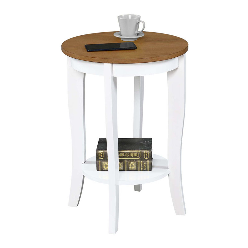 Carbin Round End Table, Driftwood White