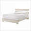Structure de lit double pleine grandeur à profil bas en bois - Finition blanc délavé, mobilier de chambre contemporain rustique, aucun sommier requis-1287064737-1287064742