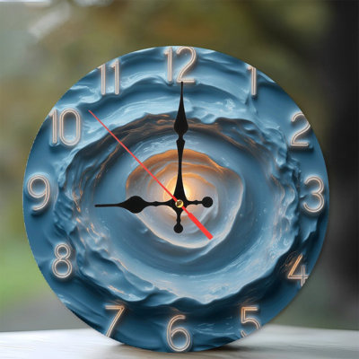 Horloge abstraite en 2 dimensions avec motifs fluides et chiffres