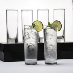  Vintage Art Deco Crystal Highball Ribbed Glass Set of 4 -  Ripple, Collins Glassware 14oz Classic Crystal Cocktail Glasses Perfect for  Water, Champagne, Beer, Juice, Tom Cocktails - Barware Tumblers: Home