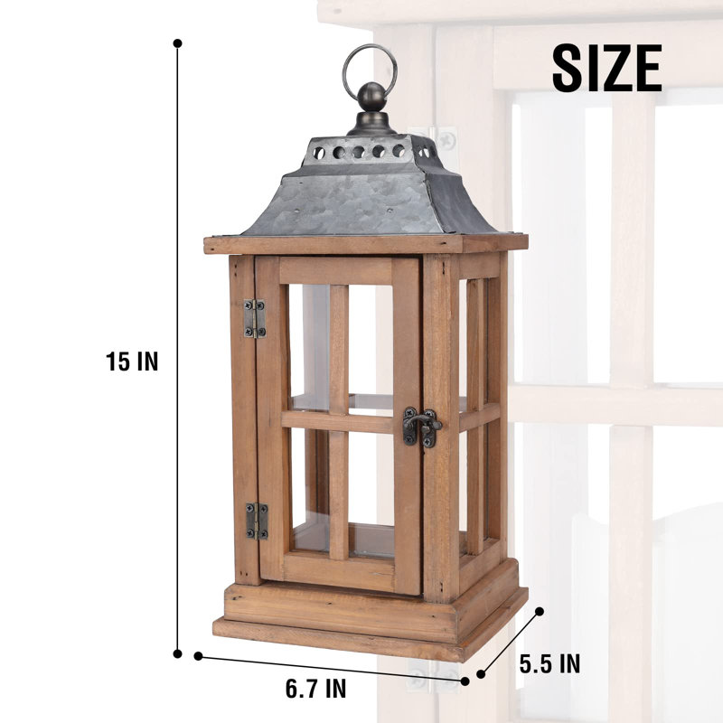 2PCS Rustic Wooden Candle Hurricane Luxury Lanterns For Tabletop