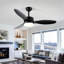 Ventilateur de plafond 52 po intérieur / extérieur avec ensemble de lumières DEL - noir