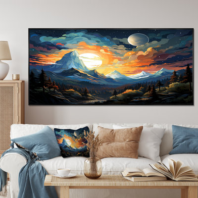 «Yellow Lakeside Mountain Sunset Wonderland I», art mural Lake House