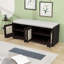 Banc de rangement rustique avec portes en rotin tissé, tablettes réglables et coussin amovible pour le vestibule-1117794408