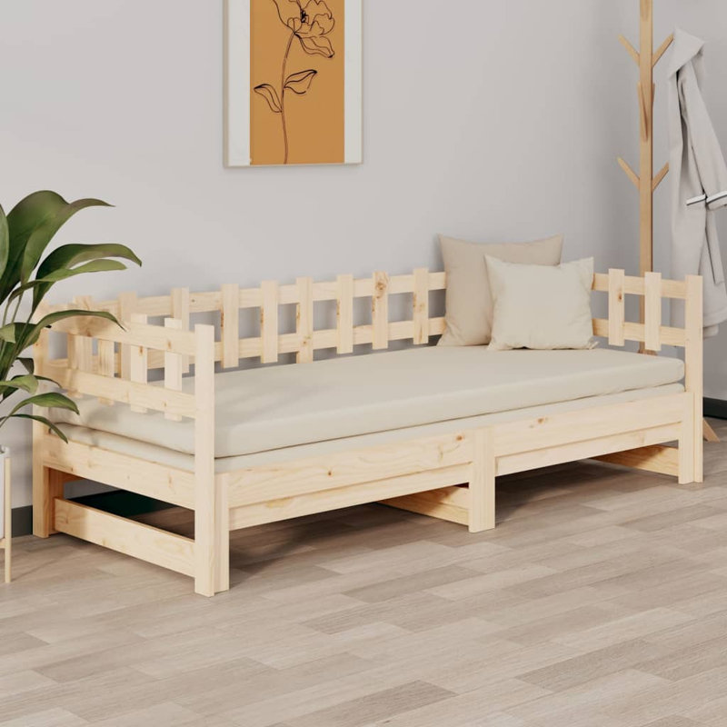 Solid Wood Daybed, Light Brown, 80 x 200 cm