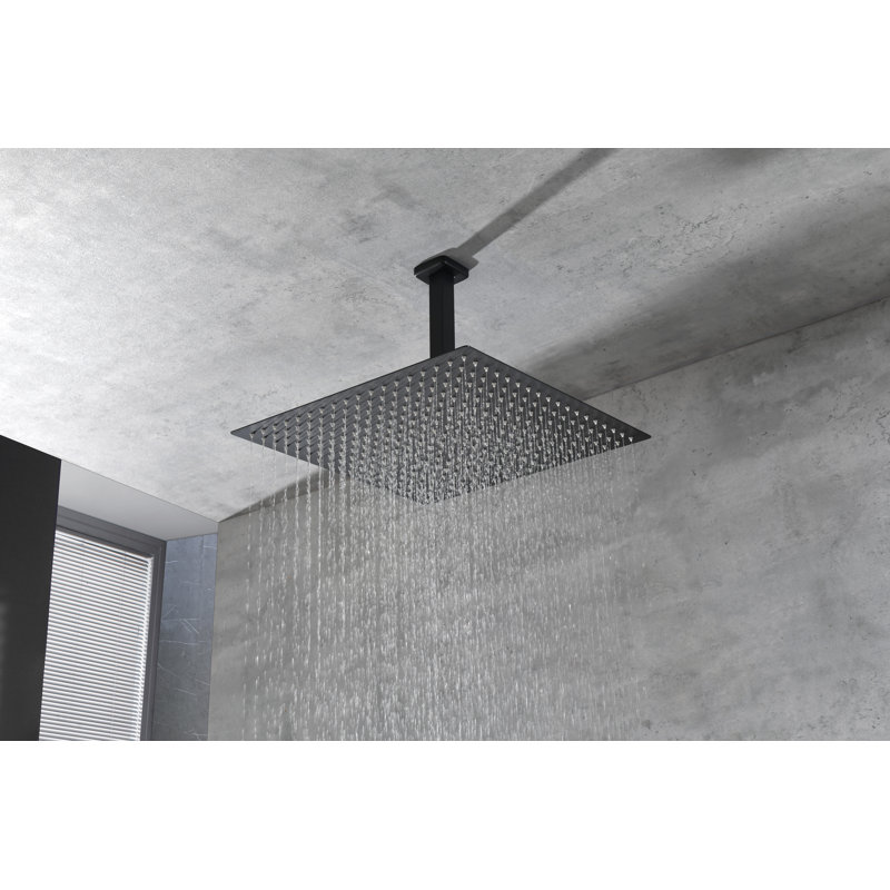 Ensemble de système de douche de plafond avec douche à main et pomme de douche 16 po, Matte Black