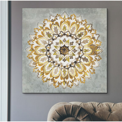 «Mandala Delight II Yellow Grey» par Danhui Nai, art mural sur toile