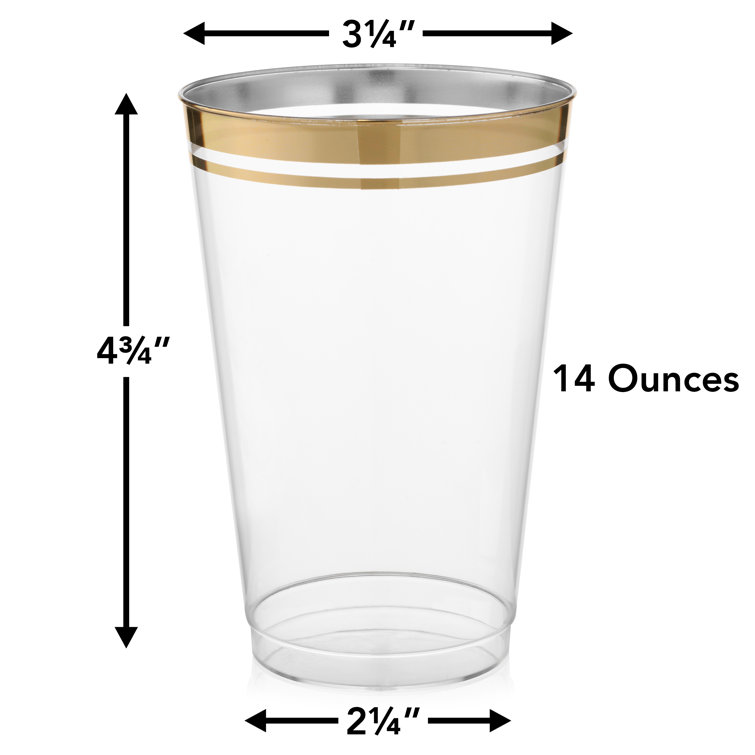6 Crystal Clear 14 oz Plastic Disposable DRINKING GLASSES Party Events  Tableware