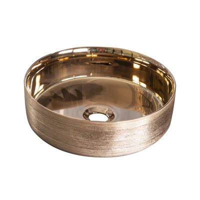 KDK HOME 14.13'' Rose Gold Vitreous China Circular Bathroom Sink