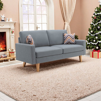 Bari Classic Sofa with Solid Wood Legs & Linen Upholstery