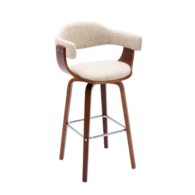 Fish 72cm Swivel Fabric Mid-Century Bar Stool