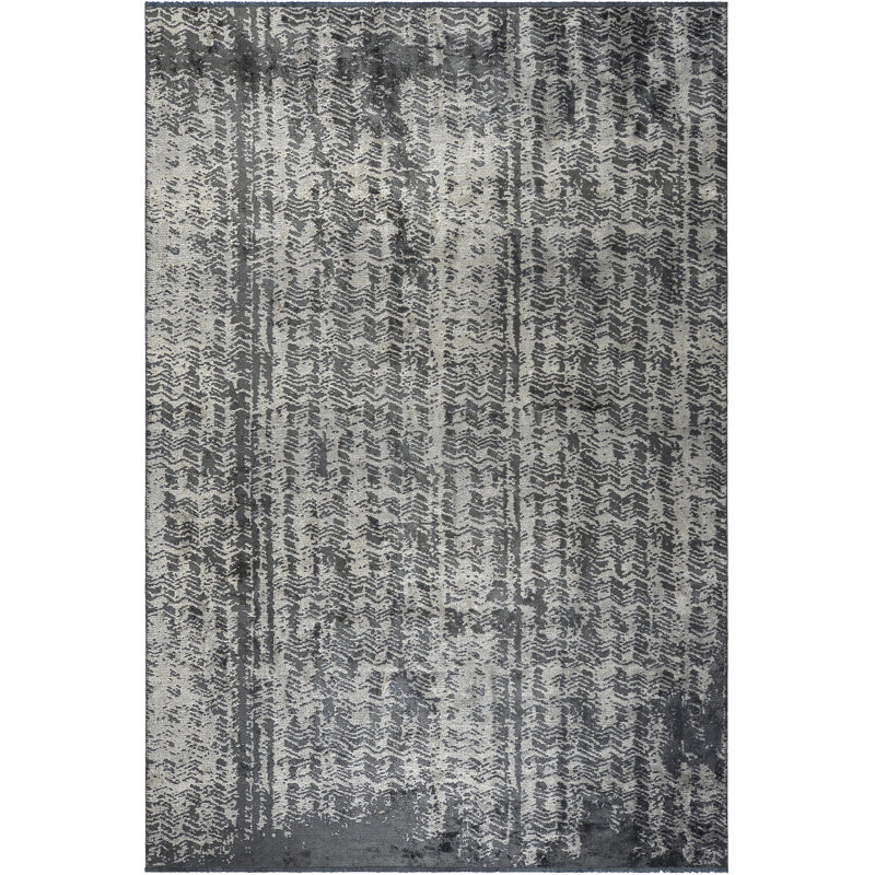 Rapture Abstract Area Rug in Black/Gray, Rectangle 7'10" x 9'10"