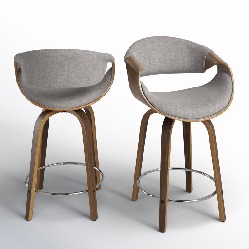 Lariah Swivel Upholstered Counter Stool, Counter Stool (24" Seat Height), Gray