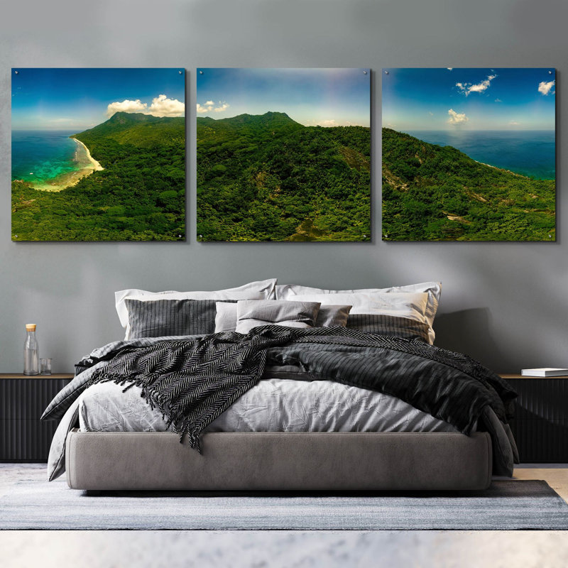«Seychelles - Inside Siloutte Island» par Epic Portfolio, art mural en verre acrylique, ensemble de 3 pièces