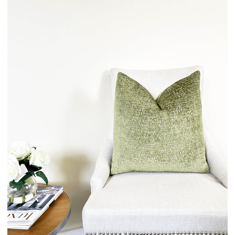 Chenille Throw Pillow Cover, 20" H x 20" W, Olive Green