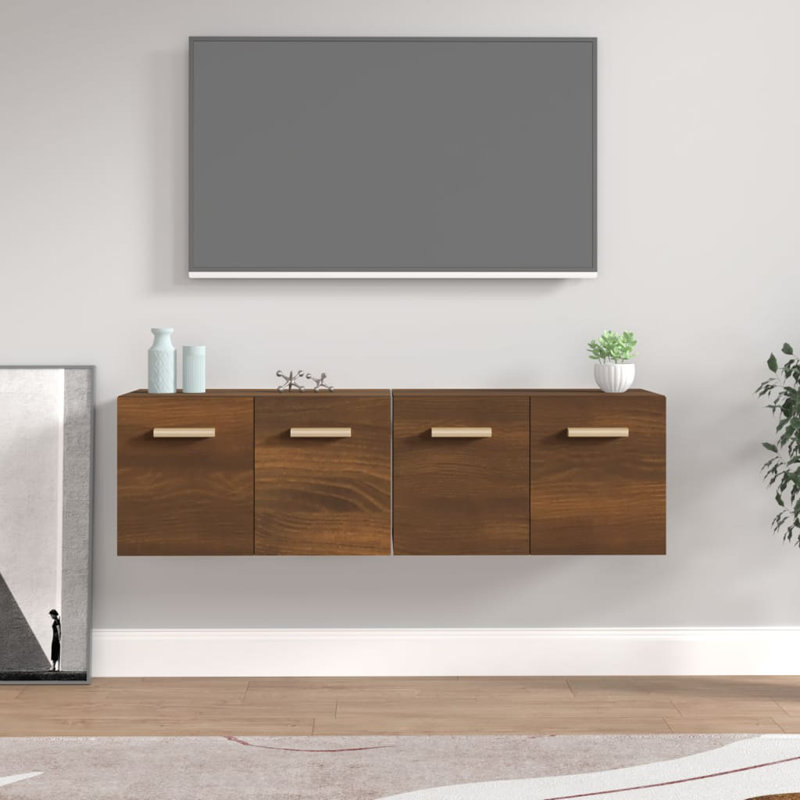 Kriss Unfinished Floating TV Stand, 36.5cm H x 80cm W x 35cm D, Smoked Oak