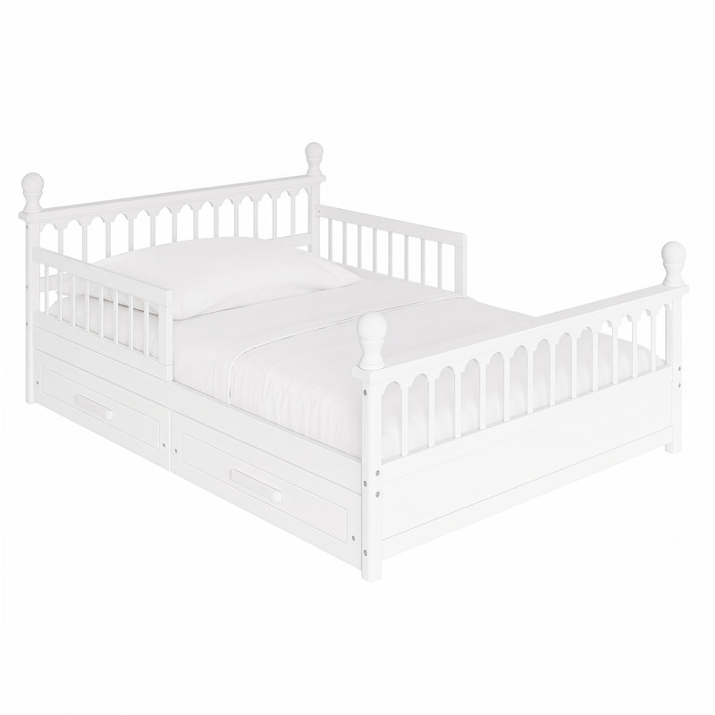 Lit plateforme pour enfant Sawyer, Blanc, Lit double