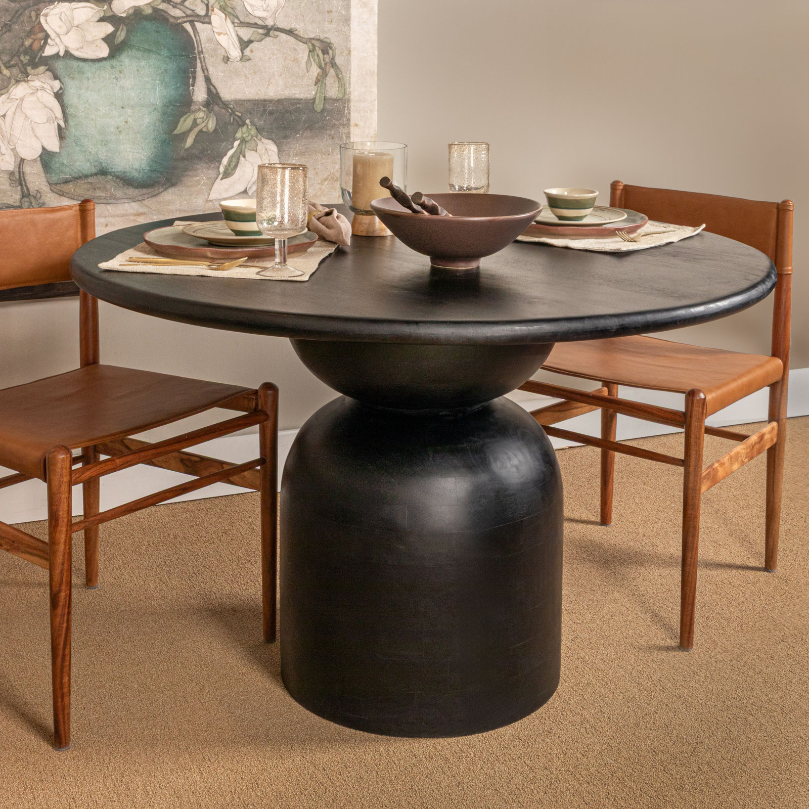 Kashida 47" Mango Dining Table, Black