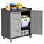 Armoire de rangement robuste pour outils en métal avec roues - Armoire de rangement pour outils pour le garage, le bureau et la maison, noir / gris