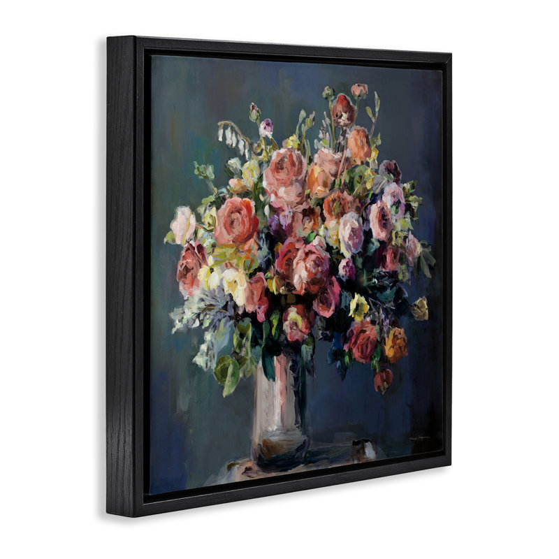 «Abundant Dark Bouquet» par Marilyn Hageman, Cadre flottant noir de jais, H 18 po x l 18 po