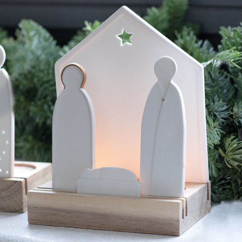 Christmas Nativity Set - Porcelain and Wood