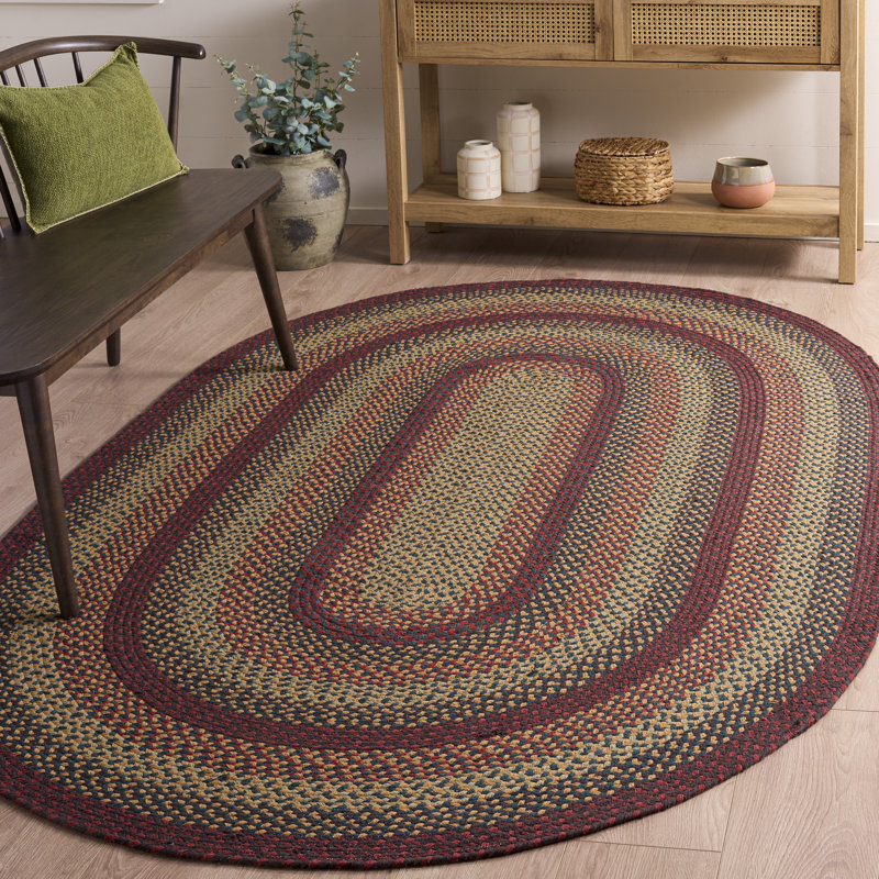 Tapis géométrique en coton tissé à plat 0,92 po Halmat, Ovale 5 pi x 8 pi