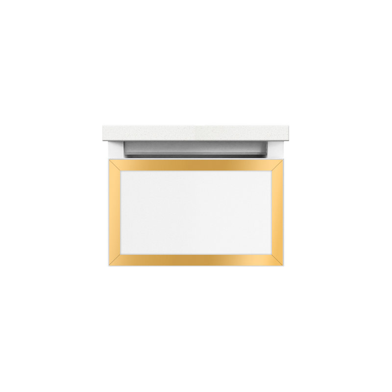 Profiles Framed 12.13" Single Bathroom Vanity Base, Matte White/Chrome, Yes, Full Drawer