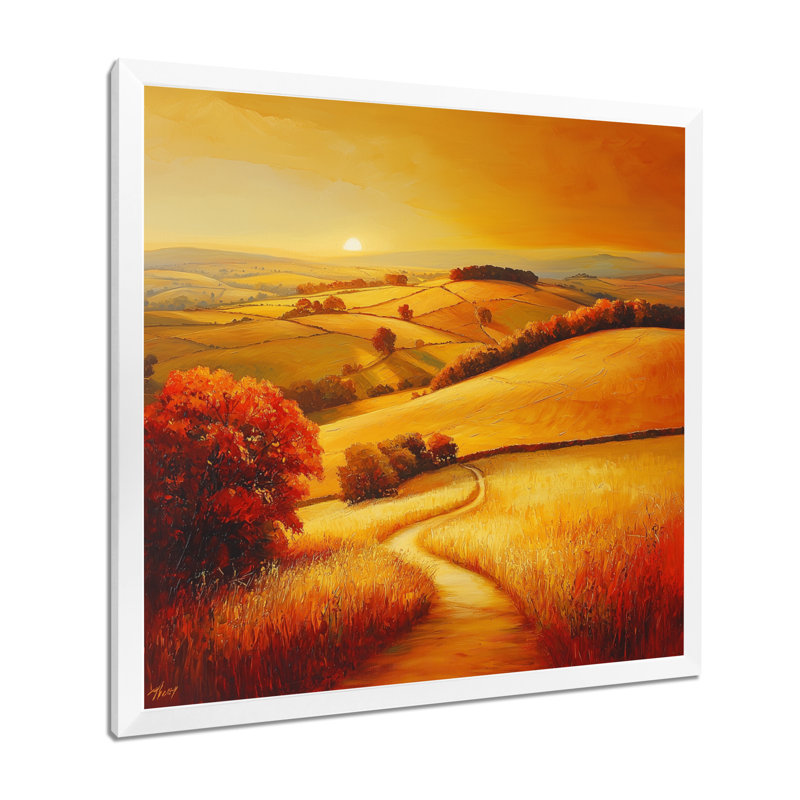 «Countryside Golden Hour Over The Hills III», art mural paysages, H 16 po x l 16 po, Reproduction encadrée d'une seule photo