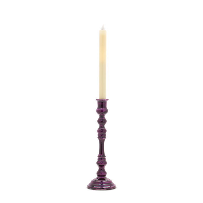 Metal Taper Candle Holder, Purple