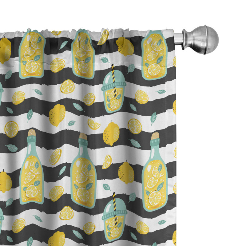 Lemonade Striped Semi-Sheer Rod Pocket Curtain Panels, 28" x 95"