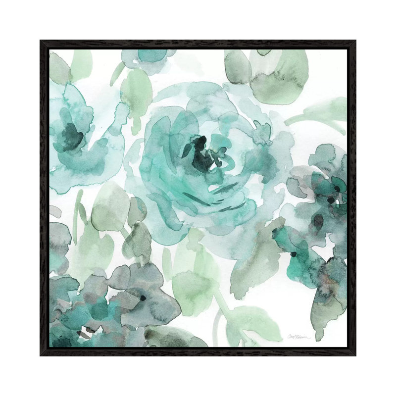 Belle's Teal II by Carol Robinson - Painting on Canvas, 45.72 cm H x 45.72 cm W, Black Framed