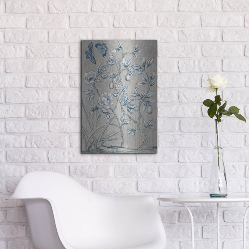 August Grove® «Shimmering Garden 1 Navy» par Julia Purinton, art mural en métal, H 24 po x l 16 po