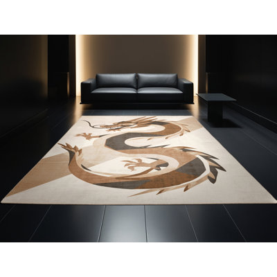 Tapis géométrique beige lavable à la machine Glendale