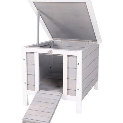 Gray Wooden Cage With Raised Floor - For Guinea Pig, Puppy, Rabbit, Duck Weather Resistance