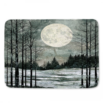 Full Moon Winter Landscape Bath Mat