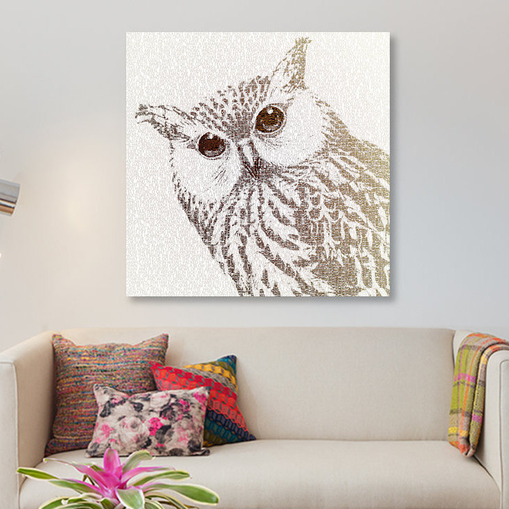 «The Intellectual Owl I», impression sur toile, H 12 po x l 12 po x P 0,75 po, Toile tendue, Pas de tapis